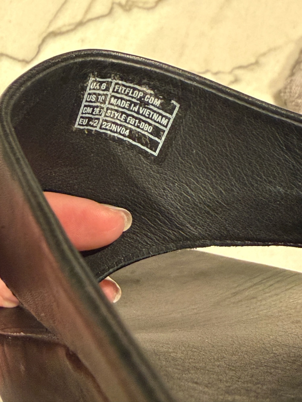 FitFlop Black Leather Thong Sandals US 10 Microwobbleboard Platform FB1-080 - Picture 10 of 16